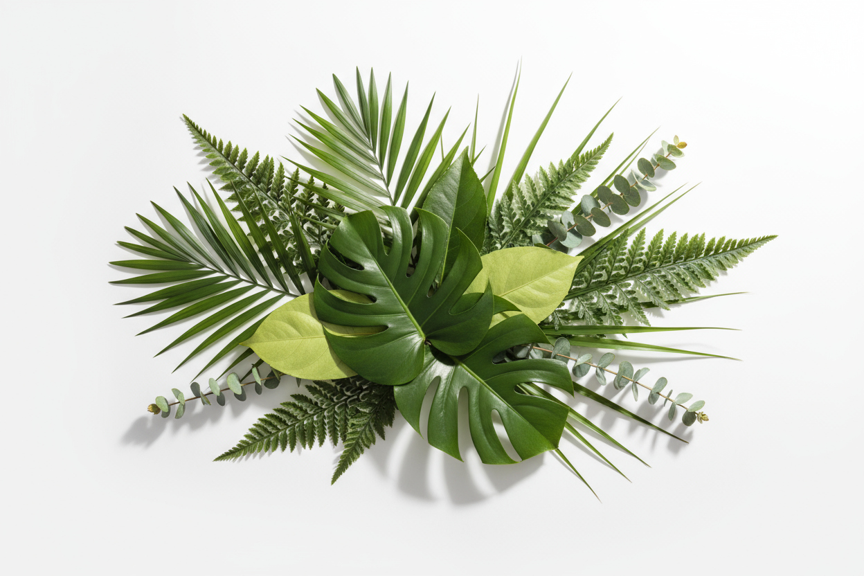 leaves on white background